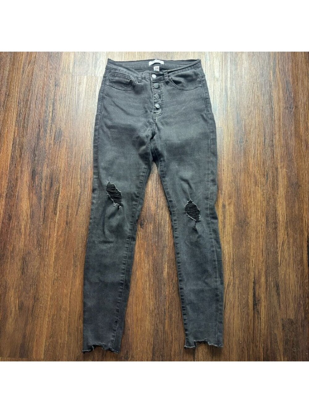 Judy Blue Skinny Jeans Black Destroyed Button Fly JB-8558 Size 7/28